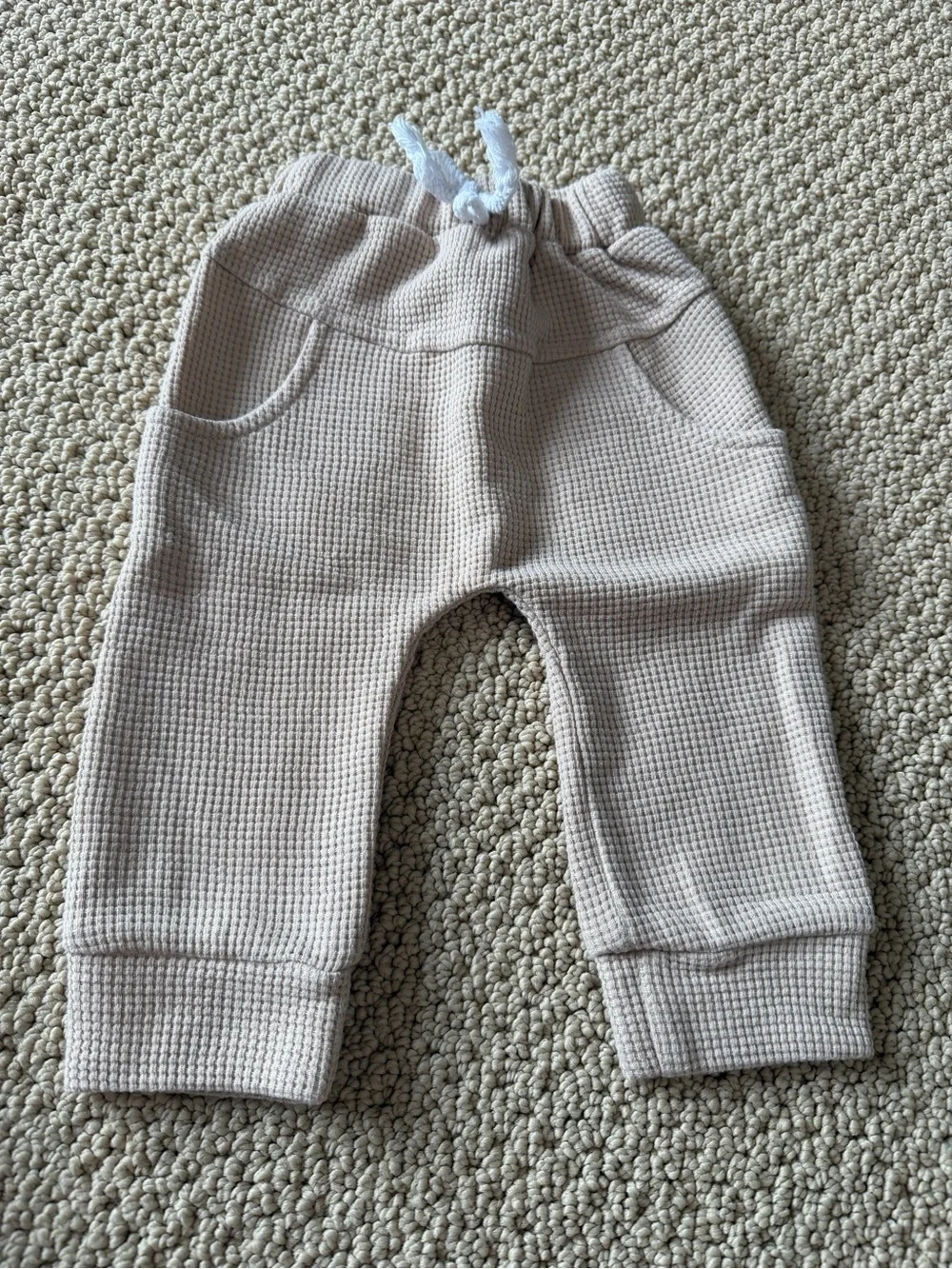 Amazon Kids Waffle Knit Hoodie and Jogger Set in White and Tan
